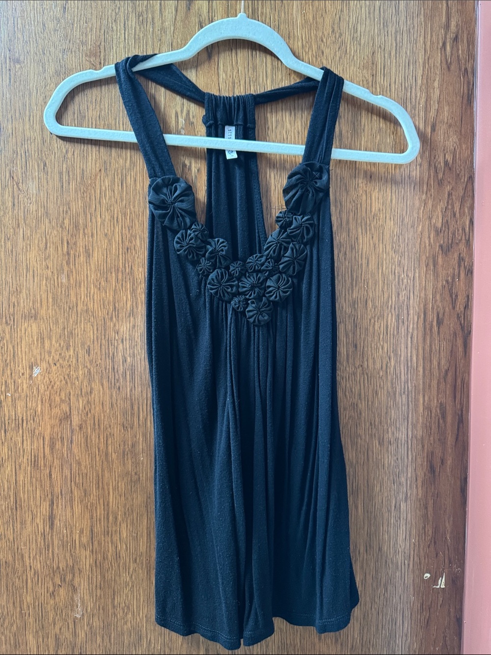 Full Tilt Black Floral Applique Tank Top